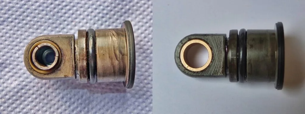 Anti dive piston before and after fitting bush