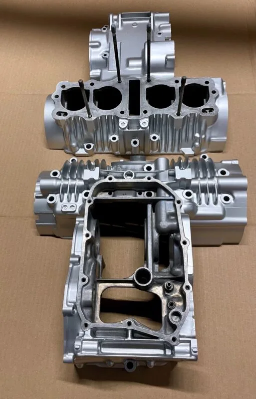 Honda CB350F crankcases after painting