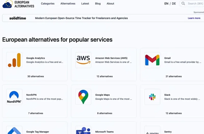 Alternative European Software Solutions for Popular Services